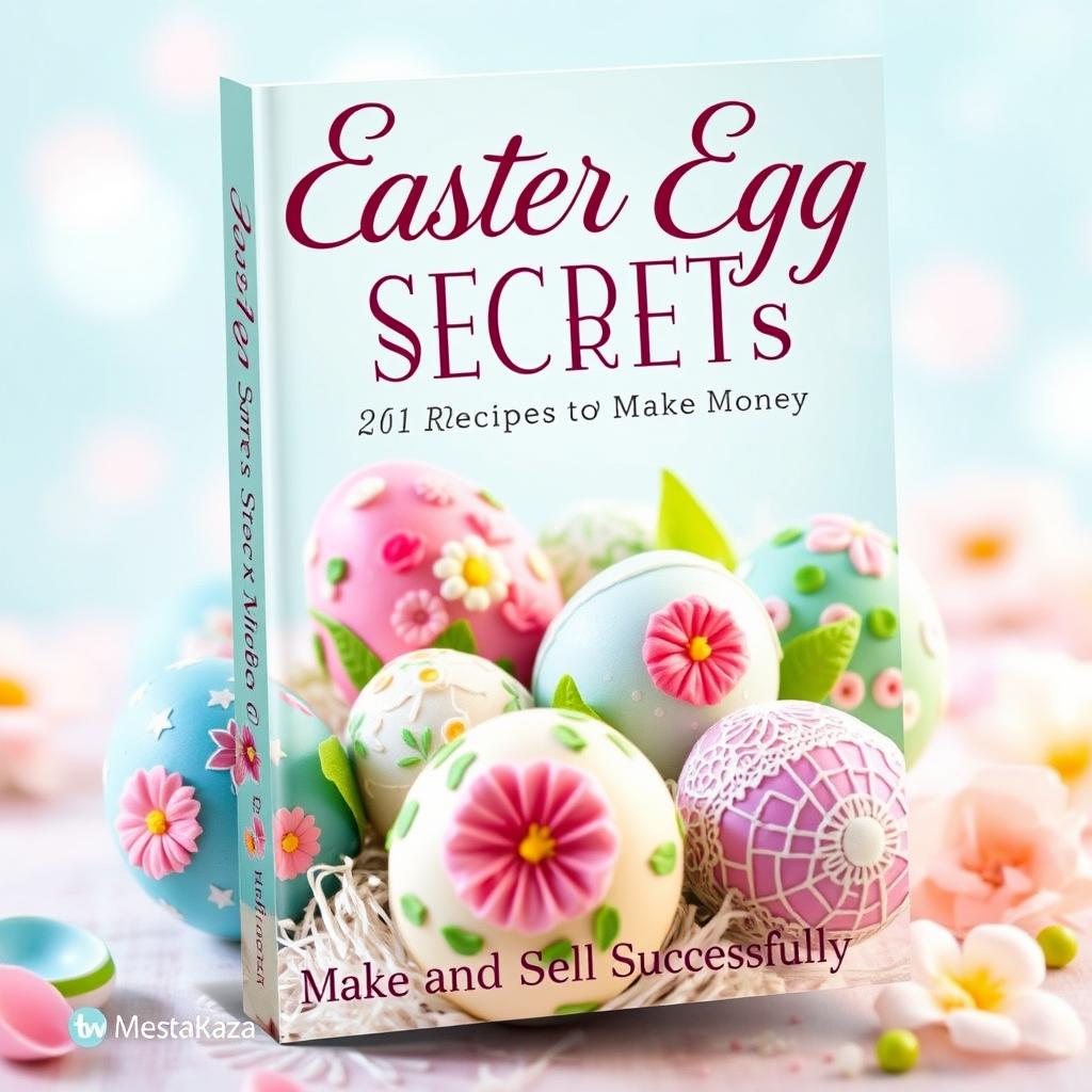 A captivating book cover design titled 'Easter Egg Secrets: 20 Recipes to Make Money'