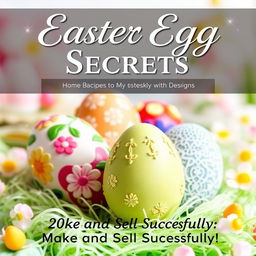 A captivating book cover design titled 'Easter Egg Secrets: 20 Recipes to Make Money'
