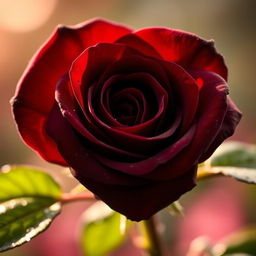 A beautiful dark scarlet rose shaped like a heart, showcasing its rich deep hues and velvety petals