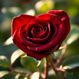 A beautiful dark scarlet rose shaped like a heart, showcasing its rich deep hues and velvety petals