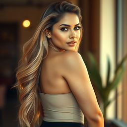 A very tall, attractive woman with a stunning blend of Indian and Turkish features