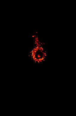 In an all-black background, small red flames dance and swirl in a mesmerizing spiral formation, flickering with a vibrant glow, creating an enchanting visual effect that highlights their fiery movement against the dark backdrop