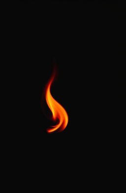 A small, captivating red flame swirling gracefully in a spiral against a completely black background