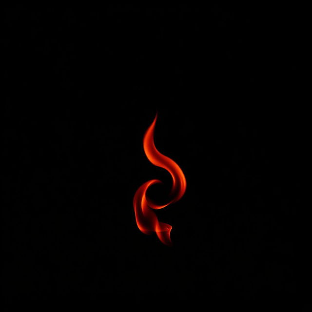 A dark, all black background with a small, mesmerizing spiral of red flames dancing gracefully