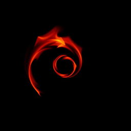 A dark, all black background with a small, mesmerizing spiral of red flames dancing gracefully