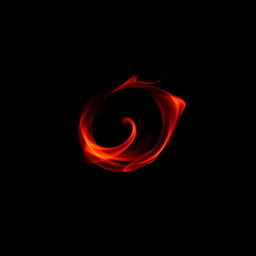 A dark, all black background with a small, mesmerizing spiral of red flames dancing gracefully