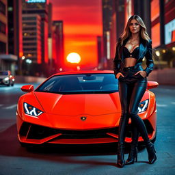 A luxurious and sleek, ultra-modern Lamborghini, showcasing its stunning curves and vibrant colors