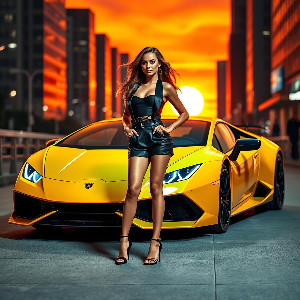 A luxurious and sleek, ultra-modern Lamborghini, showcasing its stunning curves and vibrant colors