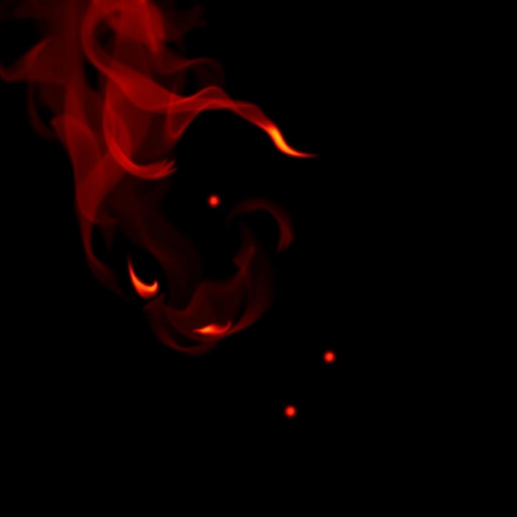 A mesmerizing scene featuring small red flames spiraling gracefully against an all-black background