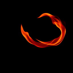 A visually captivating scene featuring small red flames elegantly moving in a spiral formation against an all-black background