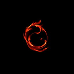 A visually captivating scene featuring small red flames elegantly moving in a spiral formation against an all-black background