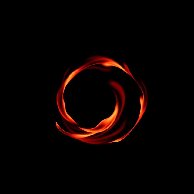 A visually captivating scene featuring small red flames elegantly moving in a spiral formation against an all-black background