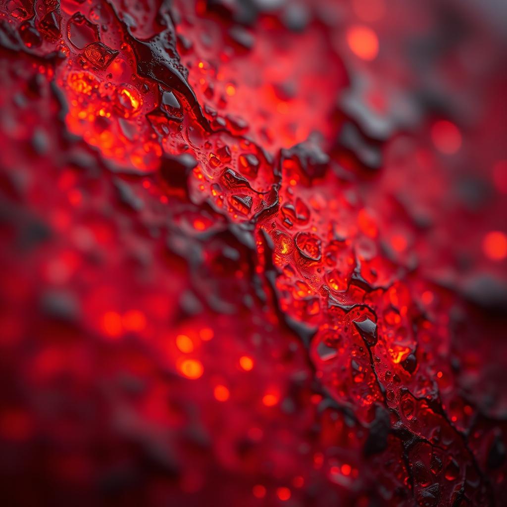 A close-up of a textured surface, faintly illuminated, with intricate details that resemble an abstract painting or natural phenomenon