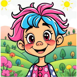 A vibrant and colorful cartoon character, featuring bold lines and exaggerated features
