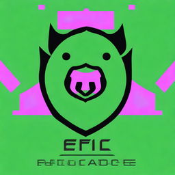 A captivating digital art image of an emblematic crest, featuring a futuristic pig and the text 'EPIC' seamlessly integrated into the design