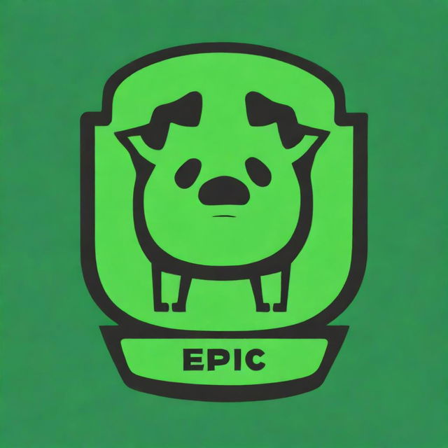 A captivating digital art image of an emblematic crest, featuring a futuristic pig and the text 'EPIC' seamlessly integrated into the design