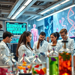 A captivating scene showcasing the intersection of biotechnology and medicine