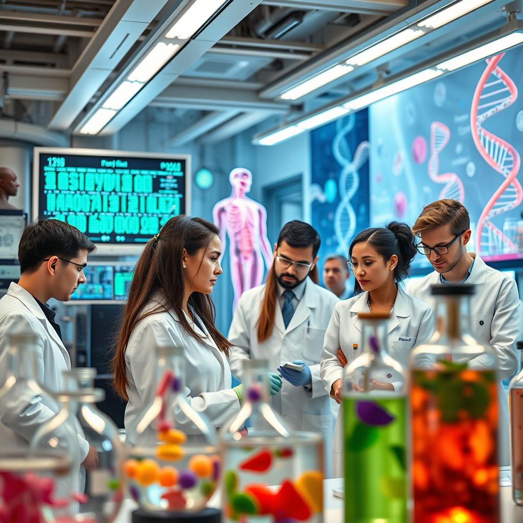 A captivating scene showcasing the intersection of biotechnology and medicine
