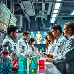 A captivating scene showcasing the intersection of biotechnology and medicine