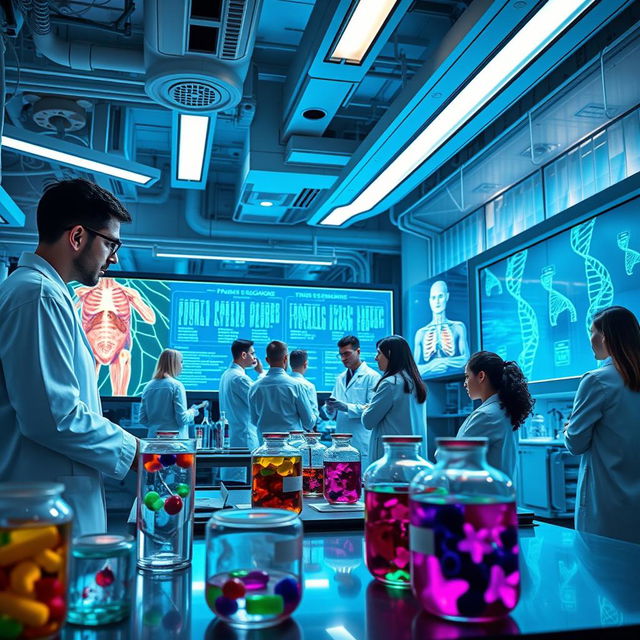 A captivating scene showcasing the intersection of biotechnology and medicine
