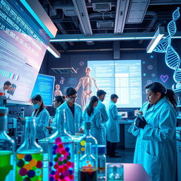 A captivating scene showcasing the intersection of biotechnology and medicine