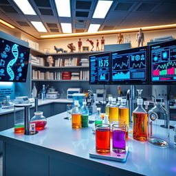 A striking image representing biotechnology and medicine without any human presence