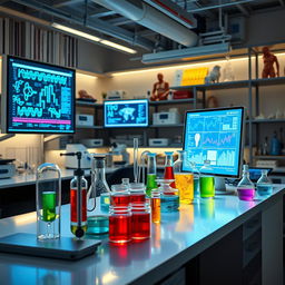 A striking image representing biotechnology and medicine without any human presence
