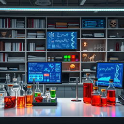 A striking image representing biotechnology and medicine without any human presence