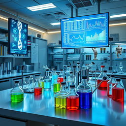 A striking image representing biotechnology and medicine without any human presence