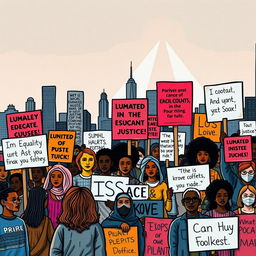 A conceptual representation of engaged literature showcasing social justice themes