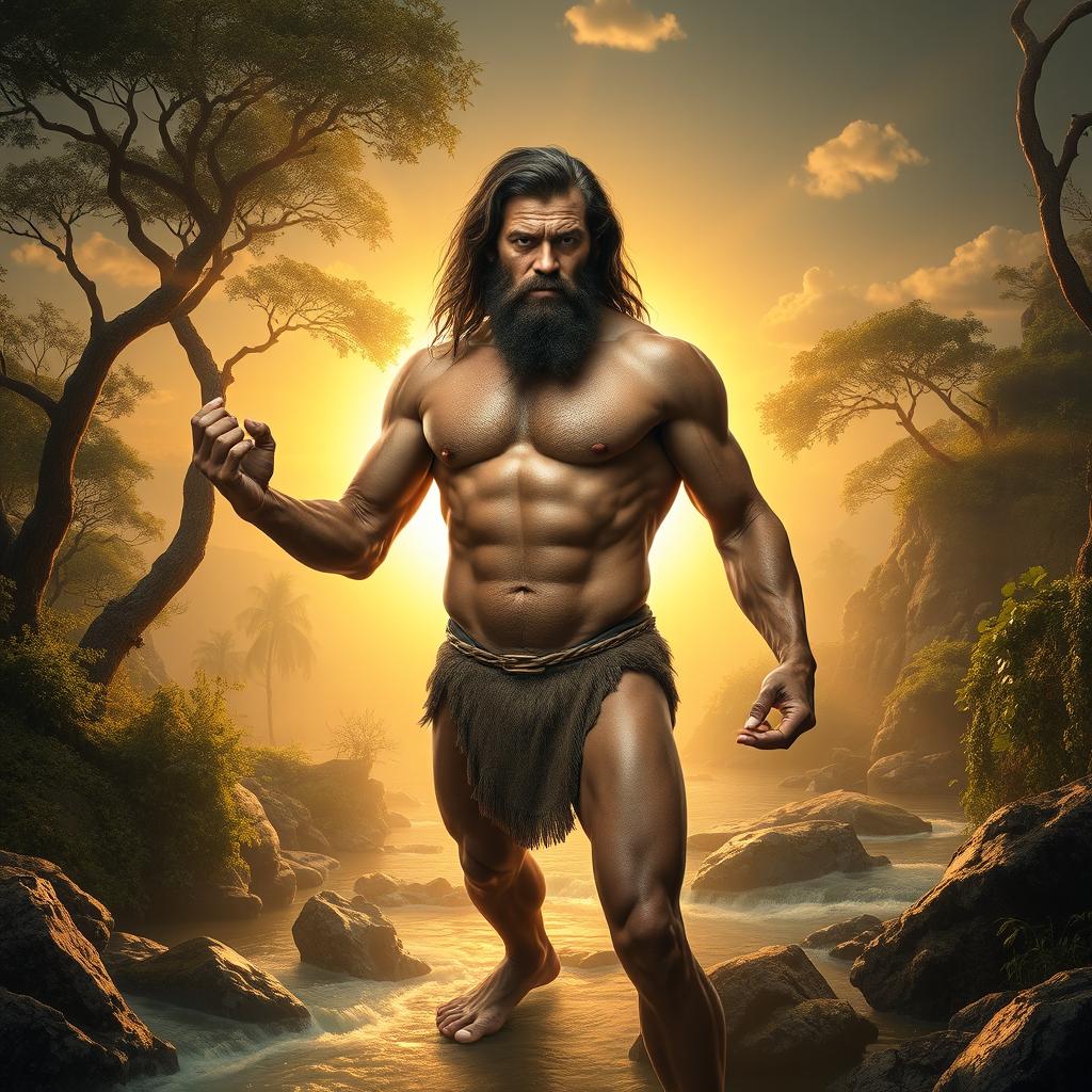 A surreal artistic representation of the first man, incorporating the physical shape and features of the second man