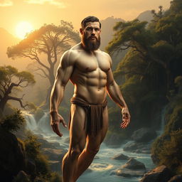 A surreal artistic representation of the first man, incorporating the physical shape and features of the second man