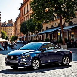 A stunning Fiat Croma parked in a picturesque European city square, showcasing its sleek design and elegant lines