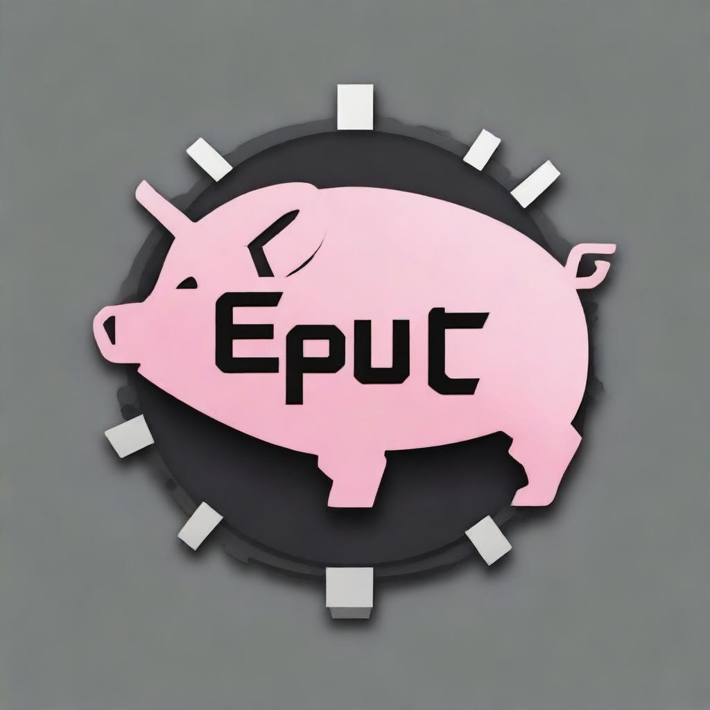 A high-quality digital art of a robotic pig emblem