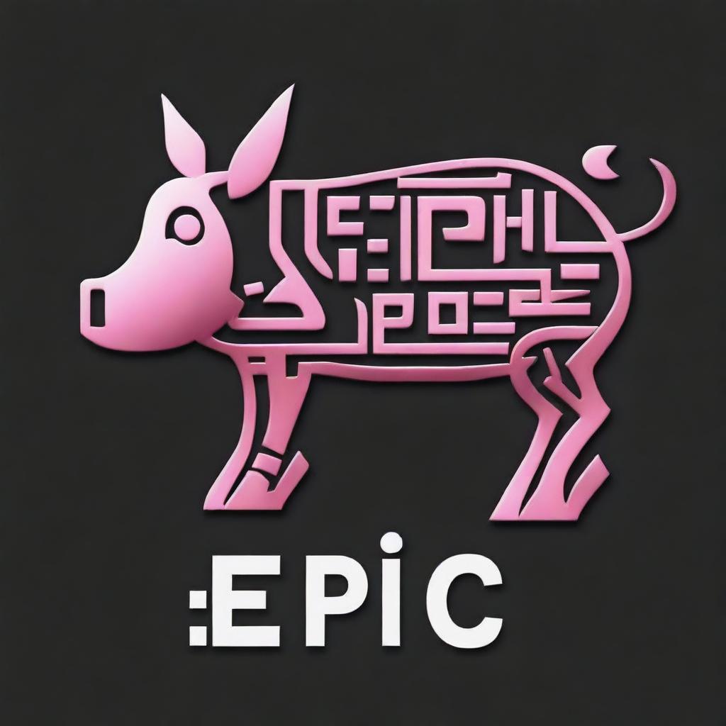 A high-quality digital art of a robotic pig emblem