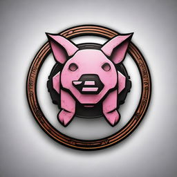 A high-quality digital art of a robotic pig emblem