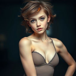 A full-body portrait of a teenage girl with an expressive pose