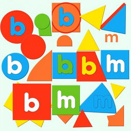 A creative illustration featuring various geometric shapes such as circles, squares, and triangles arranged artistically