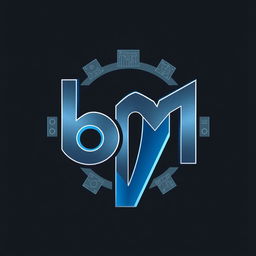 A sleek and modern logo design featuring the letters 'b' and 'm' intertwined in a dynamic manner that conveys a sense of engineering and innovation