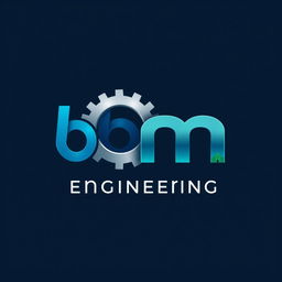 A creative logo design featuring the letters 'b' and 'm' merged in a unique and imaginative way that symbolizes engineering