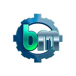 A creative logo design featuring the letters 'b' and 'm' merged in a unique and imaginative way that symbolizes engineering