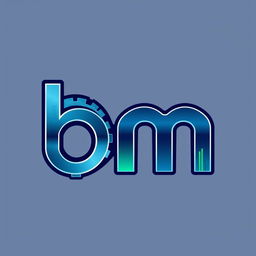 A creative logo design featuring the letters 'b' and 'm' merged in a unique and imaginative way that symbolizes engineering