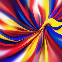 A vibrant digital artwork featuring a dynamic mix of red, blue, and yellow colors
