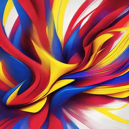 A vibrant digital artwork featuring a dynamic mix of red, blue, and yellow colors