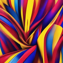 A vibrant digital artwork featuring a dynamic mix of red, blue, and yellow colors