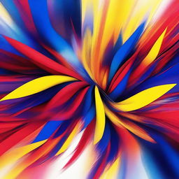 A vibrant digital artwork featuring a dynamic mix of red, blue, and yellow colors