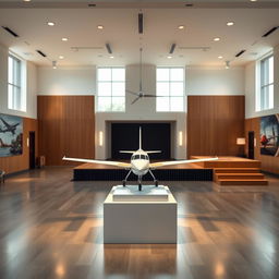 An interior view of a spacious room designed for presentations and exhibitions