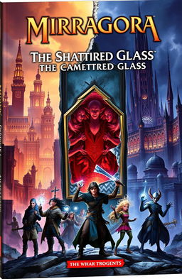 A dramatic book cover showcasing the fractured cityscape of Mirragora and Arogarrim