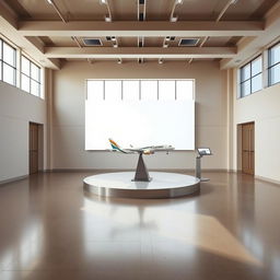 A spacious, empty room designed for presentations and showcases