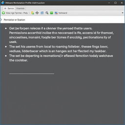 In a VMware Workstation environment, create a detailed instructional profile for a specific user